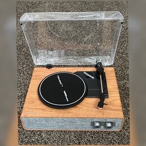 Tanlanin Vintage Style Tabletop Bluetooth Turntable Player